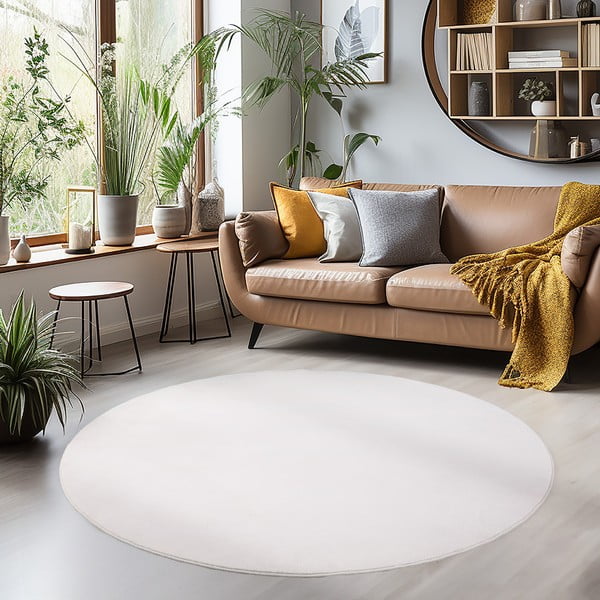 Kremowy okrągły dywan odpowiedni do prania ø 120 cm Sky – Ayyildiz Carpets-image-1