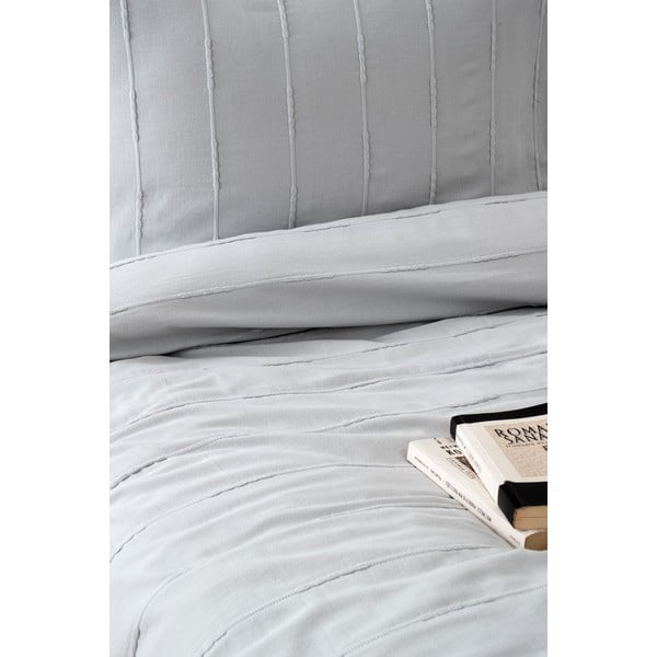 Szary bawełniany zestaw narzuty na łóżko i poszewki na poduszkę 210x220 cm Sedef – Mijolnir-image-3