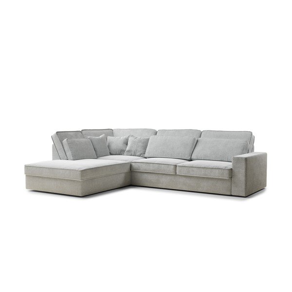 Jasnoszary narożnik z tkaniny szenilowej (lewostronny/w kształcie litery L) Kirou – Maison de Rêve-image-2