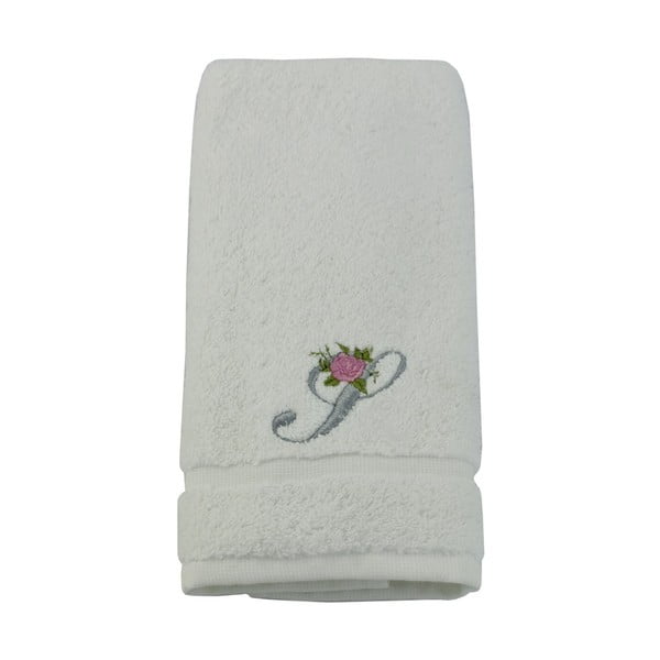 Ręcznik z inicjałem i różyczką S, 30x50 cm