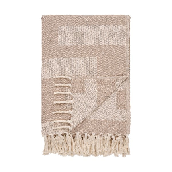 Jasnobrązowy koc z bawełny z recyklingu 130x180 cm Adana – House Nordic