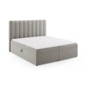 Szare łóżko boxspring ze schowkiem 180x200 cm Gina – Milo Casa