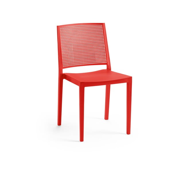 Czerwone plastikowe krzesło ogrodowe Grid – Rojaplast