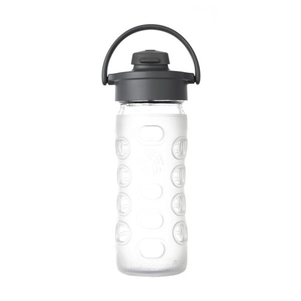 Szklana butelka na wodę w silikonowym rękawie Lifefactory Flip Transparent, 350 ml