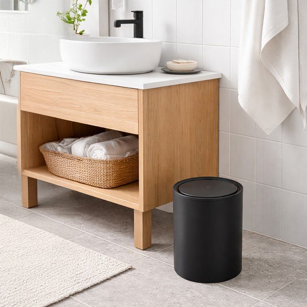 Czarny plastikowy kosz na śmieci 6 l – Orion-image-1