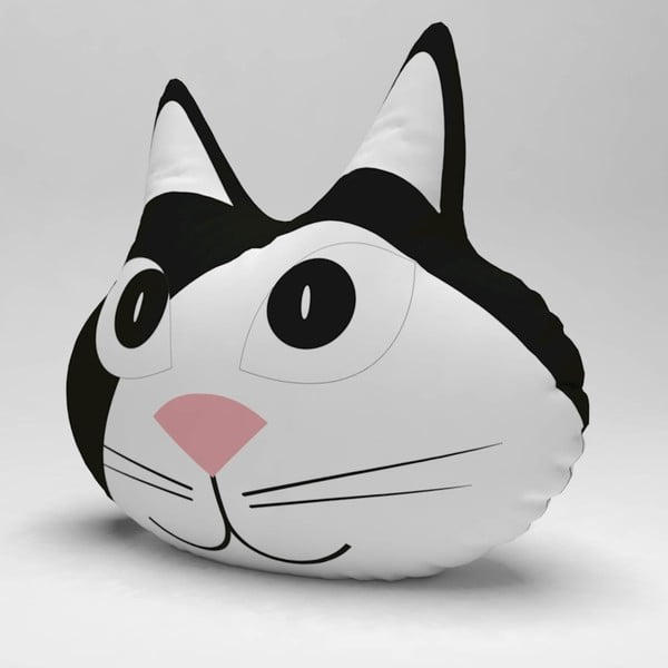 Czarno-biała poduszka Anim Cat-image-2