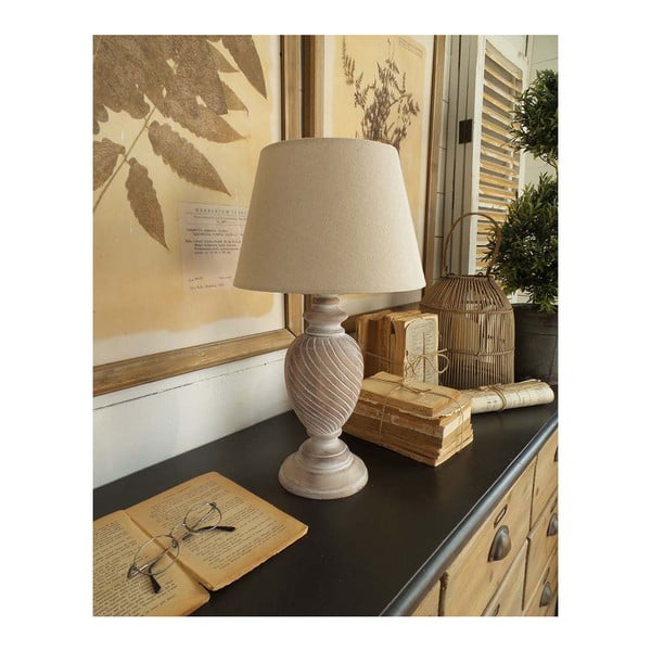 Biała lampa stołowa z drewna Orchidea Milano, 44 cm