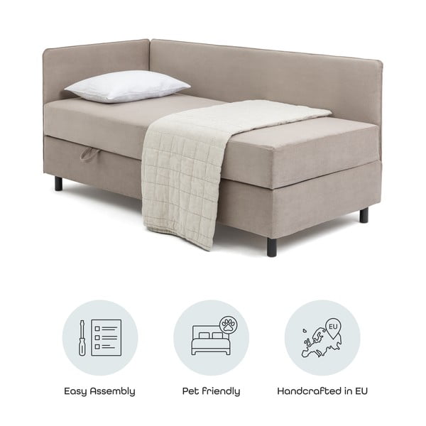 Szarobrązowe tapicerowane łóżko jednoosobowe ze schowkiem i materacem 120x200 cm Avela – Bonami Selection-image-4
