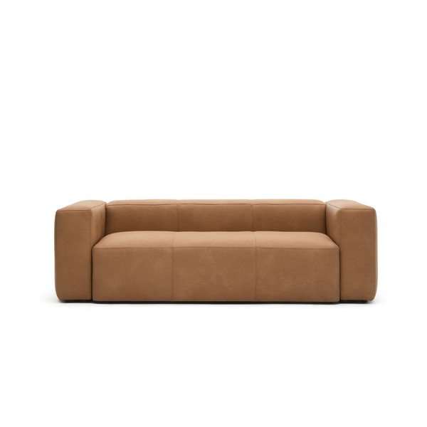Brązowa skórzana sofa 240 cm Blok – Kave Home
