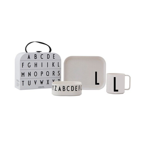3-częściowy zestaw naczyń dla dzieci z kuferkiem Design Letters Classics L