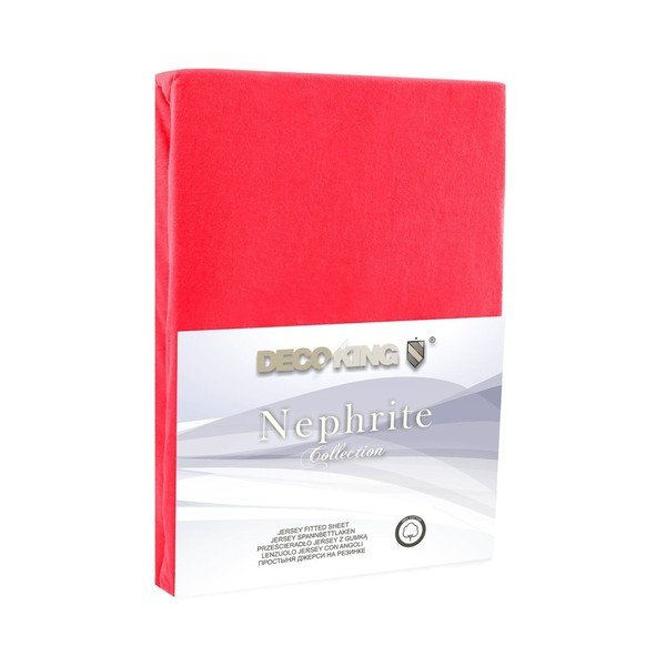 Czerwone prześcieradło elastyczne DecoKing Nephrite Red, 100–120 cm-image-1
