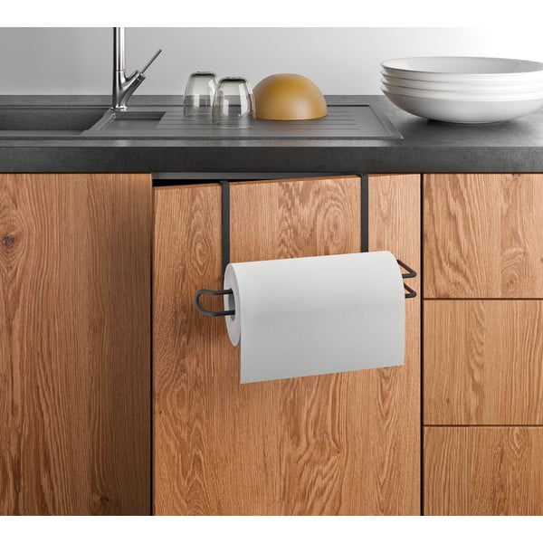 Czarny wiszący uchwyt na ręczniki kuchenne Metaltex-image-2