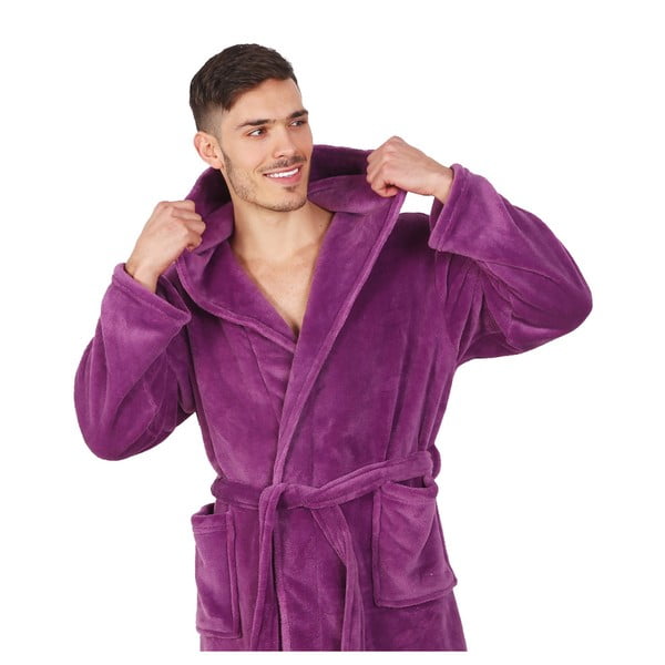 Fioletowy szlafrok z mikrowłókna unisex DecoKing Robby, rozm. XS-image-4