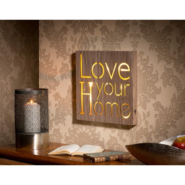 Obraz ze świecącym napisem Love Your Home, 30x30 cm