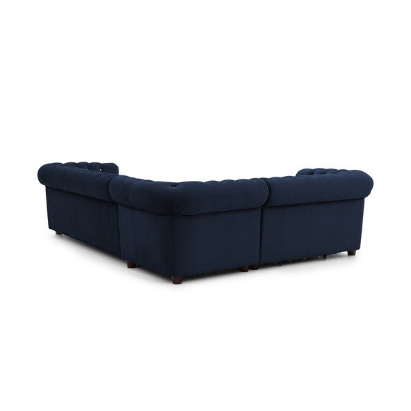 Niebieski aksamitny rozkładany narożnik (lewostronny/w kształcie litery L) York Blik – Ropez-image-3