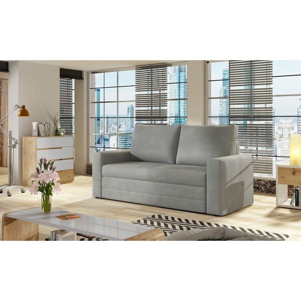 Jasnoszara aksamitna rozkładana/ze schowkiem sofa 151 cm Wave – ELTAP-image-1