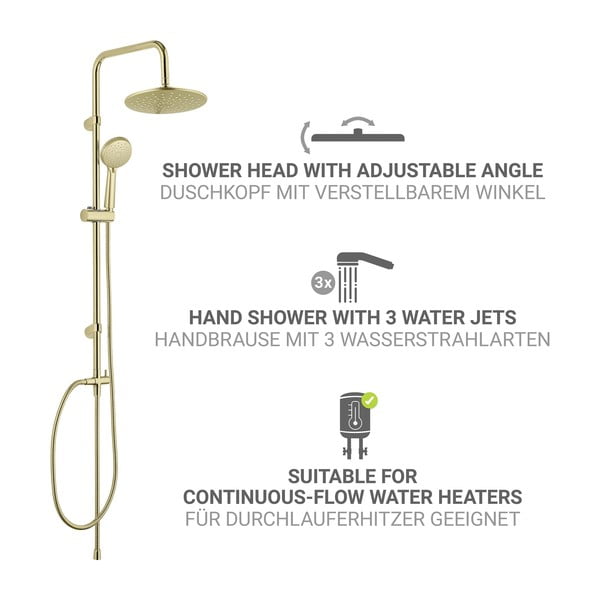 Zestaw prysznicowy ze stali nierdzewnej w kolorze matowego złota 101 cm Young Line – Wenko-image-3
