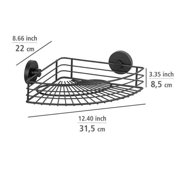 Czarna narożna półka łazienkowa Wenko Vacuum-Loc® Bari-image-2