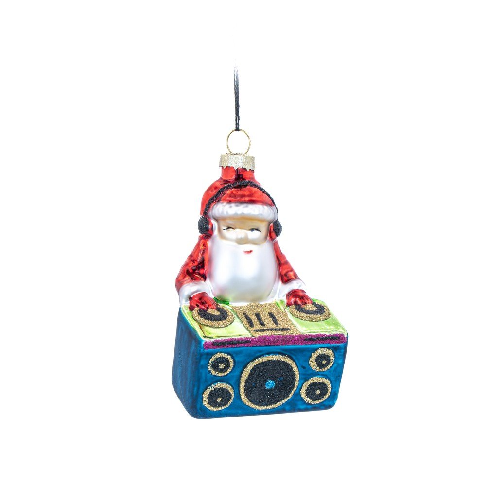 Szklana ozdoba świąteczna 6 cm DJ Santa – Sass & Belle