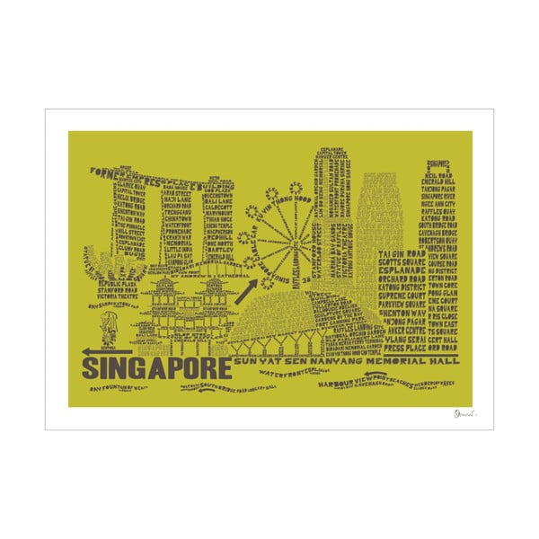 Plakat Singapore Green&Grey, 50x70 cm