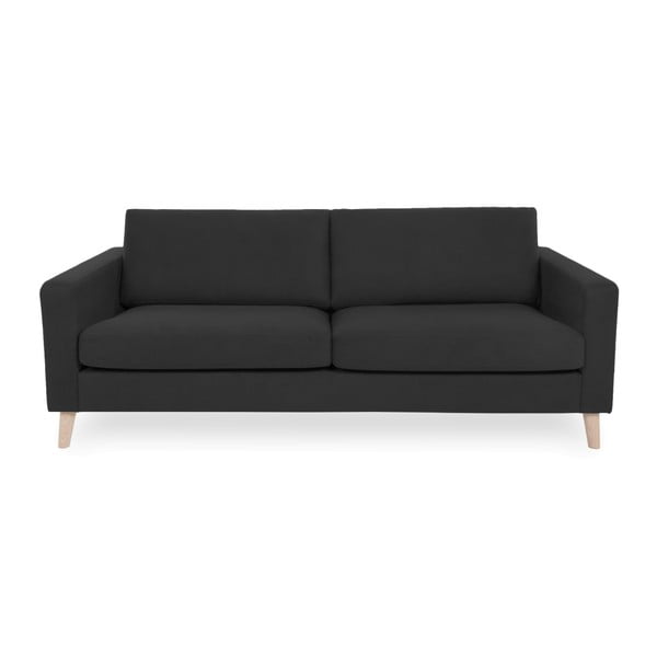 Antracytowa sofa 3-osobowa z jasnymi nogami Vivonita Tom