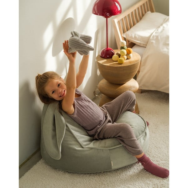 Miętowy aksamitny dziecięcy worek do siedzenia Bunny – Wigiwama-image-1