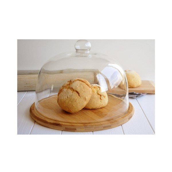 Deska bambusowa ze szklanym kloszem Bambum Focus, 20 cm-image-1