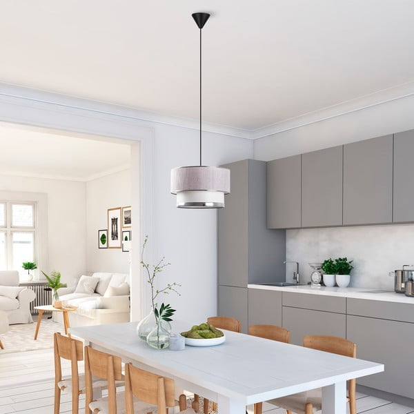 Lampa wisząca w szaro-srebrnym kolorze z tekstylnym kloszem ø 30 cm Cake – Opviq lights-image-1