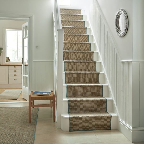 Niebiesko-naturalny chodnik na schody z juty 60x600 cm Diamond – Flair Rugs