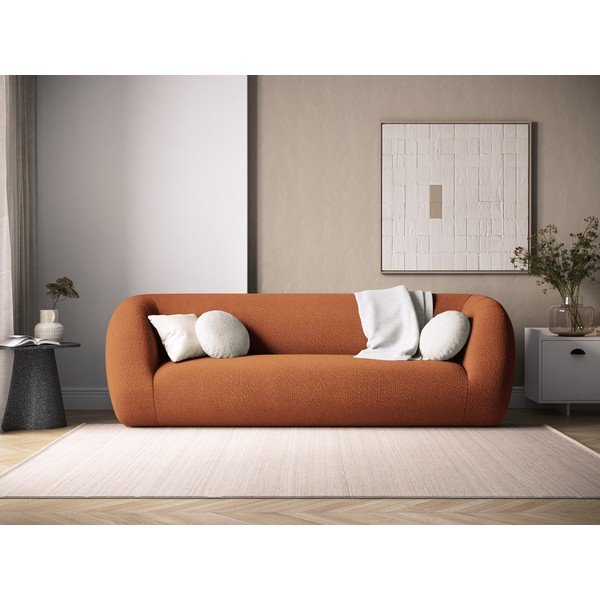 Pomarańczowa sofa z materiału bouclé 230 cm Essen – Cosmopolitan Design-image-1