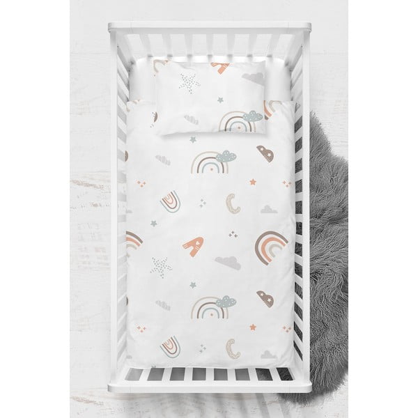 Biała pościel dziecięca do łóżeczka z bawełny renforcé 100x150 cm Abc – Mijolnir-image-2