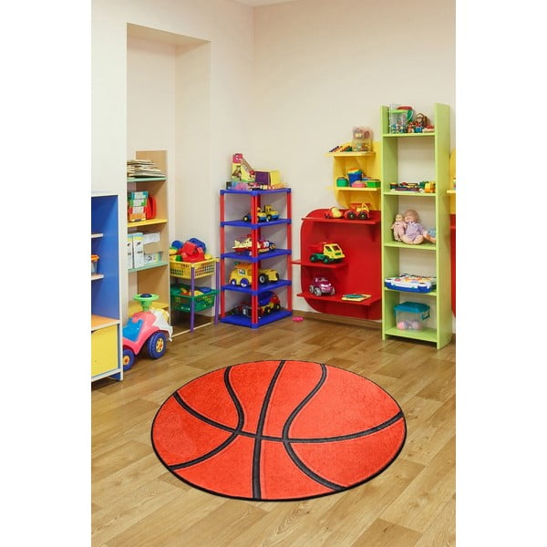 Pomarańczowy antypoślizgowy dywan dziecięcy Conceptum Hypnose Basketball, ø 140 cm-image-2