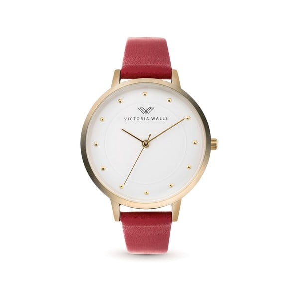 Damski zegarek z czerwonym skórzanym paskiem Victoria Walls Dusk