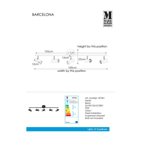 Czarna lampa sufitowa Markslöjd Barcelona-image-2
