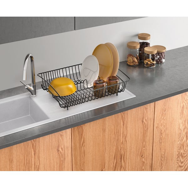 Czarny ociekacz ze stali nierdzewnej Metaltex Rectangular Lava-image-1