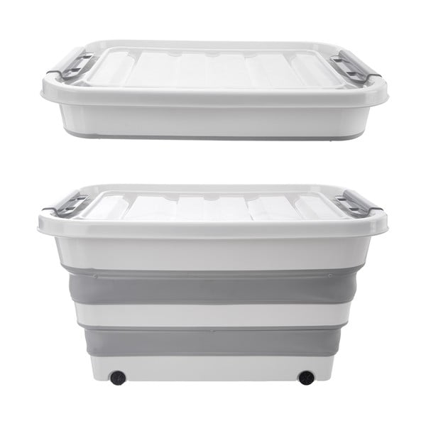 Biało-szary plastikowy pojemnik z pokrywką 54x39x28 cm Kemp – Orion