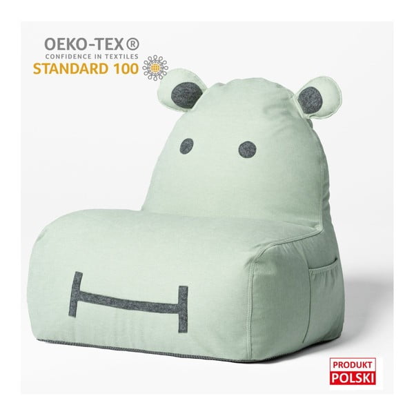 Miętowy dziecięcy worek do siedzenia Hippo – The Brooklyn Kids-image-4