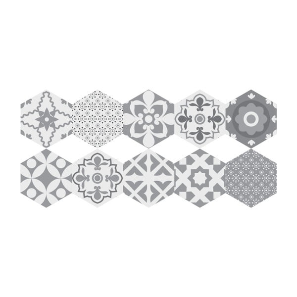 Zestaw 10 naklejek podłogowych Ambiance Hexagons Giuseppina, 20x18 cm