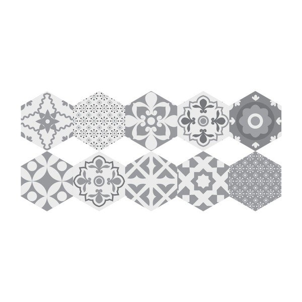 Zestaw 10 naklejek podłogowych Ambiance Hexagons Giuseppina, 20x18 cm