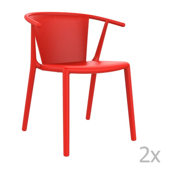 Zestaw 2 czerwonych krzeseł ogrodowych Resol steely