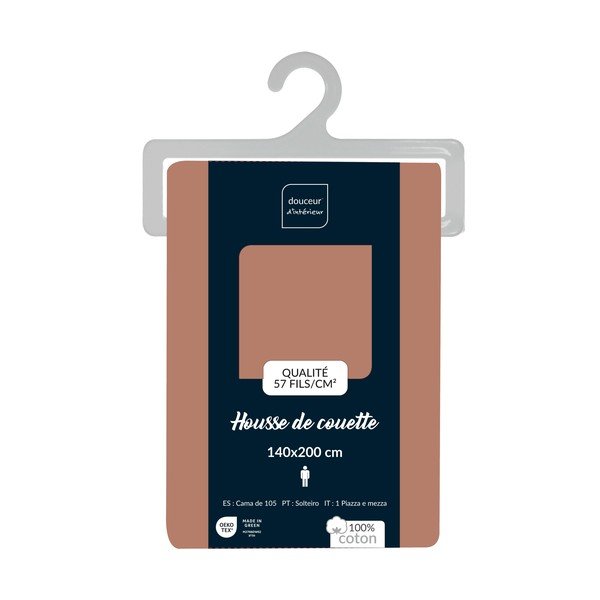 Łososiowa bawełniana poszwa na kołdrę jednoosobowa 140x200 cm Lina – douceur d'intérieur