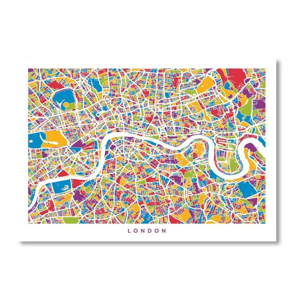Plakat z mapą Londynu Americanflat City, 60x42 cm