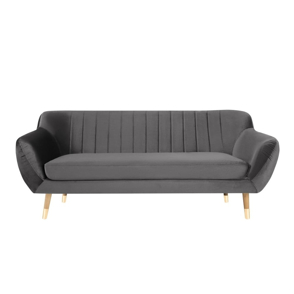 Szara aksamitna sofa Mazzini Sofas Benito, 188 cm
