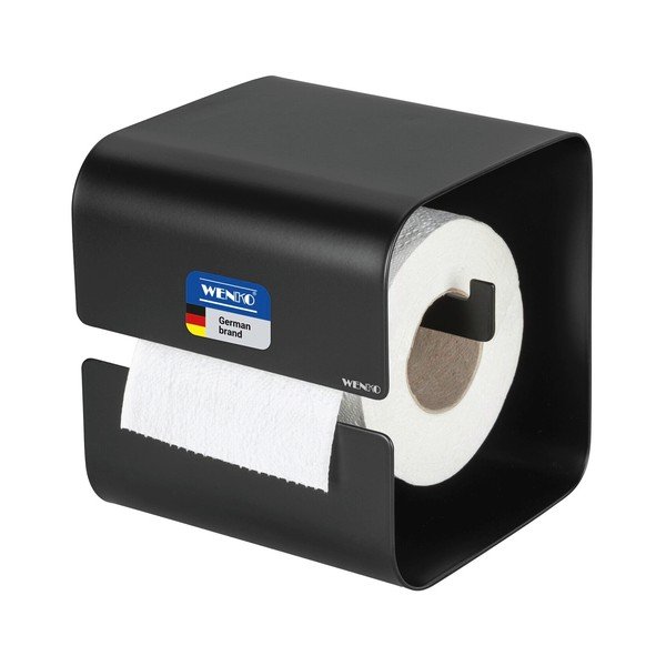 Czarny stalowy uchwyt na papier toaletowy z mocowaniem Turbo-loc bez wiercenia Lizan – Wenko-image-4