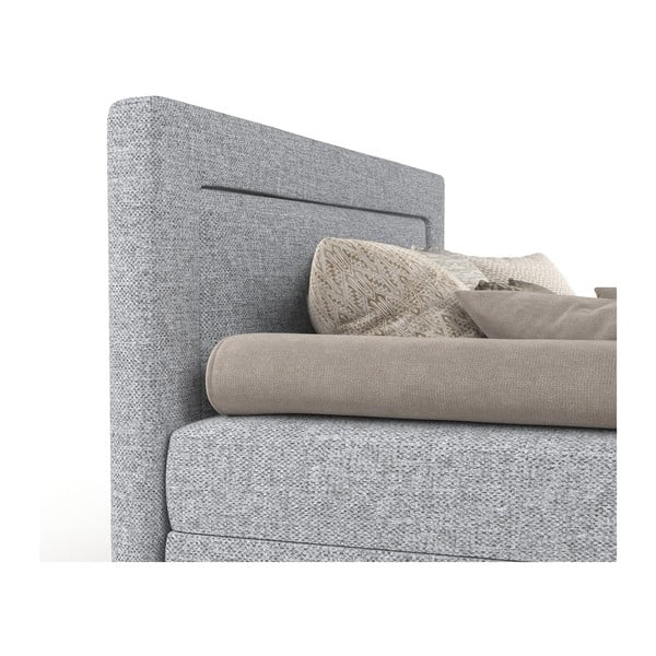 Szare tapicerowane łóżko jednoosobowe 80x200 cm Alba – Maison de Rêve-image-1