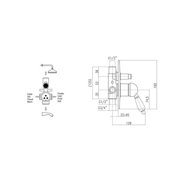 Bateria prysznicowa podtynkowa w kolorze srebra (2 otwory) Kirké White – Sapho-image-1