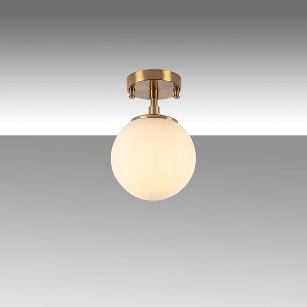 Biała/w kolorze mosiądzu lampa sufitowa ze szklanym kloszem ø 15 cm Atmaca – Opviq lights-image-4