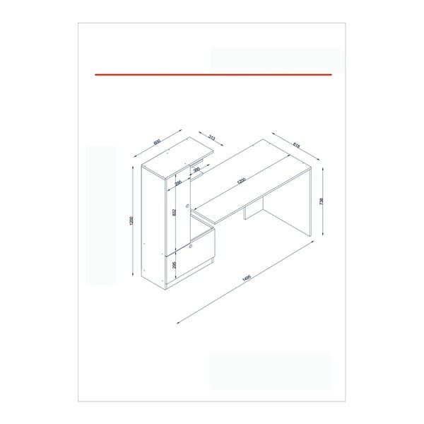 Biurko 62x120 cm Domingos – Furny Home-image-3