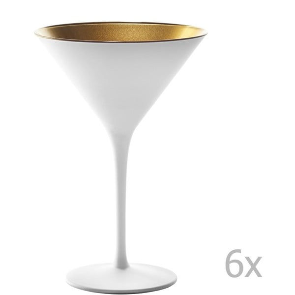 Zestaw 6 biało-złotych kieliszków koktajlowych Stölzle Lausitz Olympic Cocktail, 240 ml