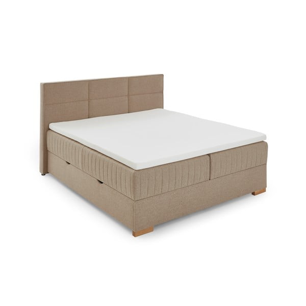 Beżowe łóżko boxspring ze schowkiem 180x200 cm Tambo – Meise Möbel